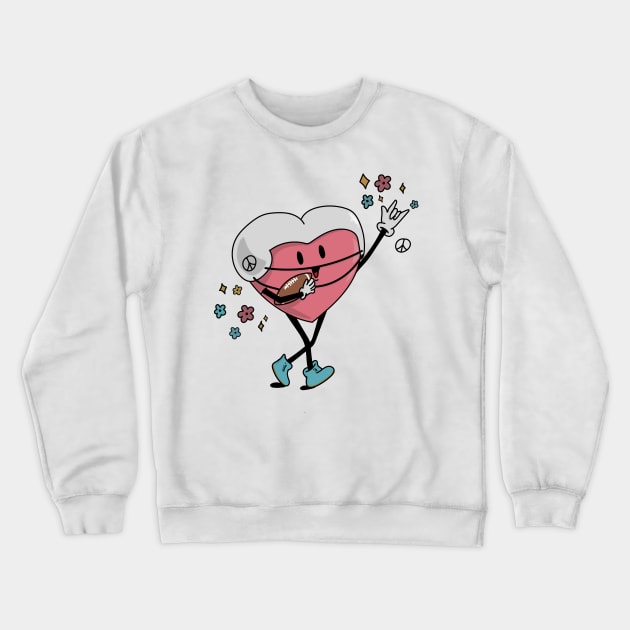 Retro Football Heart Player Shirt, Football Valentines Day Gift Crewneck Sweatshirt by mcoshop